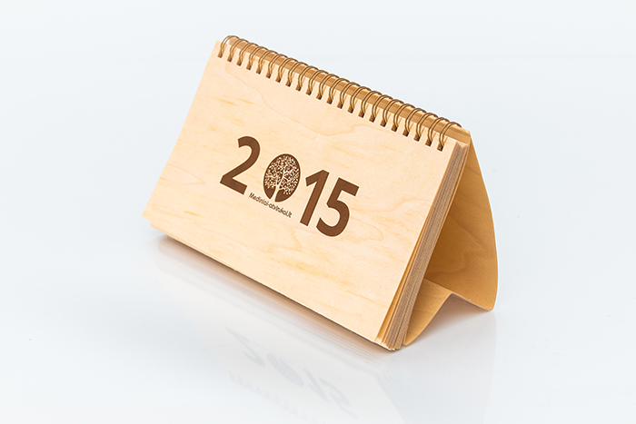 Calendar with wooden sheets